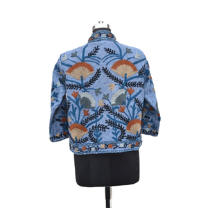 เสื้อแจ็คเก็ตผ้าฝ้าย TNT suzani ผู้หญิง, เสื้อโค้ทผ้าฝ้ายระบายอากาศลายดอกไม้สบายๆฤดูหนาว - Product Image 5