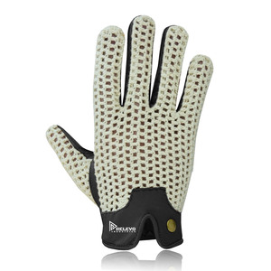 Gants de conduite pour hommes en cuir de chèvre, style classique vintage, gants de chauffeur avec doublure en coton, couleur beige - Product Image 5