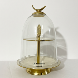 Modern 2-Tier Gold Aluminum <b>Cake</b> <b>Stand</b> <b>Dome</b> Metal Dessert Display <b>Stand</b> Wedding Parties Elegant Centerpiece CE Certified - Product Image 1