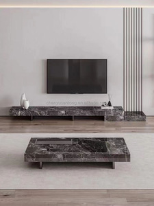 Sang Trọng Bằng Đá Cẩm Thạch TV Đơn Vị Đứng Gỗ Fluted Hội Đồng Quản Trị Thiết Kế Giải Trí Trung Tâm Bảng Lưu Trữ Tủ Cho Phòng Khách Đồ Nội Thất - Product Image 3