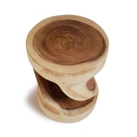 Tabouret torsadé en bois deux tons brut antique de luxe moderne pour patio/table d'appoint mobilier d'extérieur multifonctionnel