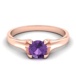 Bagues de fiançailles REYES en argent sterling 925, serties d'une améthyste ronde taille brillant de 0,84 carat, bijoux de mariée pour femmes - Product Image 5