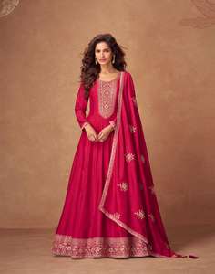 Vestido Anarkali de seda de primera calidad de tamaño libre con trabajo bordado imprescindible para fiesta Diwali temporada de bodas ropa india y paquistaní - Product Image 2