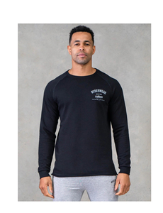 Sweat-shirt ample en coton pur rétro de style urbain pour homme, couleur unie, automne-hiver, bordures effilochées - Product Image 5