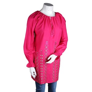 คุรตีปักลายทรงหลวมสำหรับผู้หญิง - สีชมพู - Product Image 1