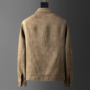 2025 Wholesale <b>Men's</b> Custom 100% Cow Skin Leather Canvas Formal Style Stand Collar Standard Motorcycle <b>Jacket</b> Winter - Product Image 4