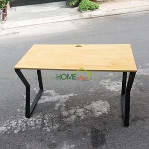 Minimalist Rustic Home Office <b>Table</b> Set with Rubber Wood Top and Iron <b>Folding</b> Legs (1.2m X 60cm) - Product Image 2