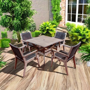 High Quality Durable Modern Ovan <b>Walnut</b> Wood 5-Piece Dining <b>Table</b> Chairs Set Mattress for Home Hotel Apartment Villa Easy - Product Image 2