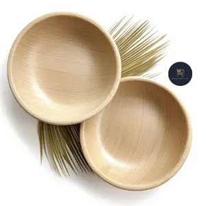 Harga pabrik untuk ramah lingkungan sekali pakai dapat disesuaikan mangkuk bulat daun umpa tren baru peralatan makan