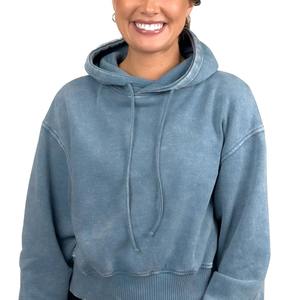 Nouveauté Mode d'hiver Sweats à capuche délavés à l'acide pour femmes Respirant Logo personnalisé sur le devant Sweat à capuche délavé à l'acide avec col à capuche - Product Image 5