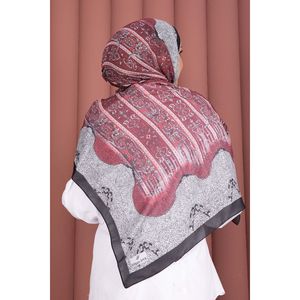 Série de châles à motifs ethniques en coton chiffon imprimé numérique noir-fuchsia et dentelle, foulards hijab, écharpes de style musulman pour l'été - Product Image 3