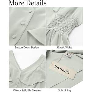 Mameluco holgado de verano para mujer, elegante, informal, estilo Club, mono con volantes, botones, cintura ahumada, pantalones cortos fluidos para vacaciones, 2025 - Product Image 4