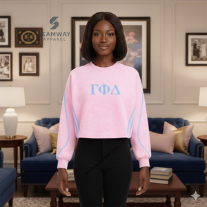 Sweat-shirt décontracté en coton pour femme Gamma Phi Gelta Sorority, pull à col rond brodé en jersey tricoté - Product Image 4