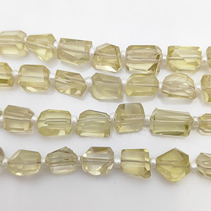 Natural Lemon Quartz Gemstone Faceted Nuggets Shape 5-12mm Beaded Strands - Product Image 1