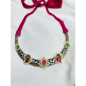 Collier en argent 925 avec motif floral Anokhi Fusion Chittai réglable pour mariages - Product Image 3