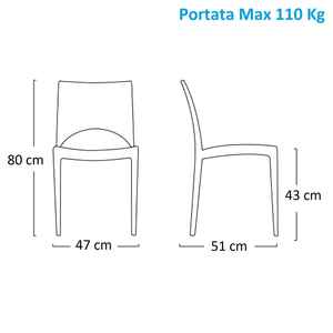 GRANDSOLEIL sedie da giardino in polipropilene color antracite 4 sedie da esterno impilabili 47x51x80 cm senza limitazioni di dimensioni - Product Image 2