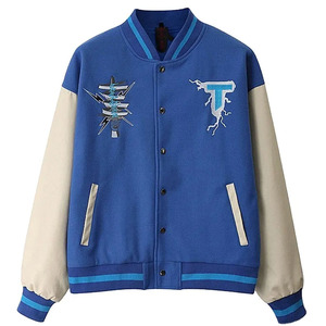 New Best Design Canvas Vintage Varsity Bomber Jacket Men Unisex Winter Waterproof Windproof Breathable Quick Dry Outdoor Front - Product Image 1