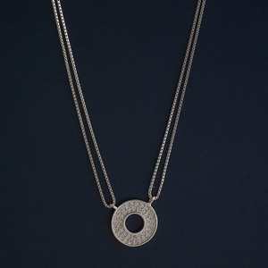 Collier en argent 92,5 182966 à motif géométrique, perle d'eau douce, diamant, placage rhodium, or 14 carats, platine, or rose, sertissage clos - Product Image 1
