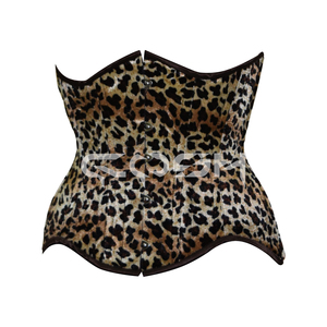 Corset imprimé en velours à motif léopard, cintré sous la poitrine - Product Image 3