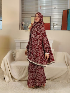 Robe de prière en mousseline à capuche pour femmes, ensemble deux pièces du Moyen-Orient, burqa, foulard, longueur au sol, manches longues, Bangladesh - Product Image 5