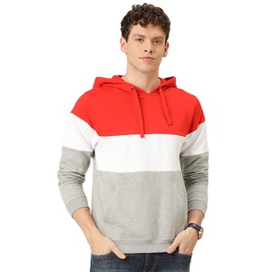 Venta al por mayor de los hombres de talla grande de peso pesado patrón sólido llano teñido invierno pulóver con capucha de algodón de poliéster con cuello con capucha - Product Image 1