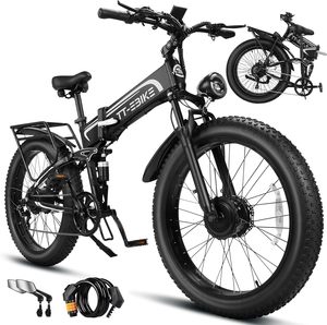 Bicicleta Eléctrica de Alta Calidad con Doble Motor de 10150W para Adultos, Velocidad de 42 MPH, Voltaje de Carga 63V, Batería, Neumáticos Gruesos 26x4, Plegable, Completa - Product Image 3
