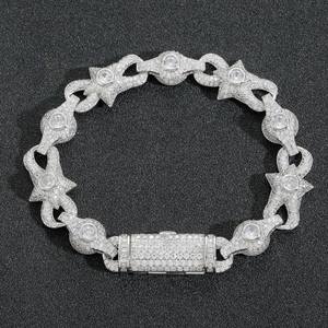 Pulsera de Moissanita con Incrustaciones de Diamantes Simulados, Plata 925, Diseño de Eslabones, Joyería de Lujo Estilo Hip Hop para Hombre y Mujer - Product Image 1