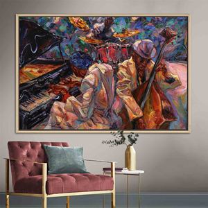 Elegante arte en lienzo de música étnica - Decoración de pared con estampado plano de saxofón, 1P: con marco dorado - Product Image 1