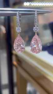 3CT Pink Pear Lab Grown <b>Diamond</b> Drop <b>Earrings</b>, Pear Cut <b>Dangle</b> <b>Earrings</b>, 14K Gold Bridal <b>Earrings</b>, Wedding Gift for Her - Product Image 3