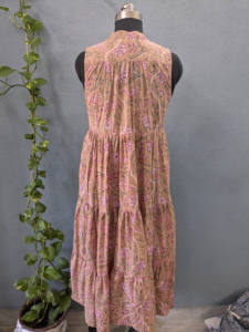 Pure Cotton Summer <b>Dress</b> Women Sleeveless <b>Bohemian</b> Style Floral Print Hand Block Printed Lightweight Floral <b>Dress</b> Indian <b>Dress</b> - Product Image 5