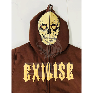 Chaqueta de Forro Polar con Cremallera de Alta Calidad, 350g, Estilo Hip Hop, Abrigo Ancho de Invierno, Logotipo Personalizado con Estampado Puff, Sudadera con Capucha y Cremallera para Hombre, Ropa Urbana - Product Image 4