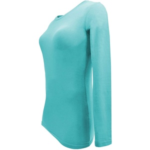 Unisex Turquoise Long Sleeve Cotton Canvas <b>Scrub</b> <b>Top</b> Knitted Medical Uniform Under Shirt for Hospital Use - Product Image 1