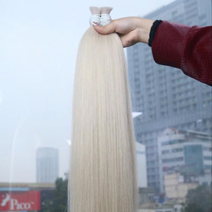 Extensions de cheveux de vague droite soyeuse vierge Remy de haute qualité de qualité 10A Machine de couleur claire Double trame extrémités dessinées gros cheveux - Product Image 1