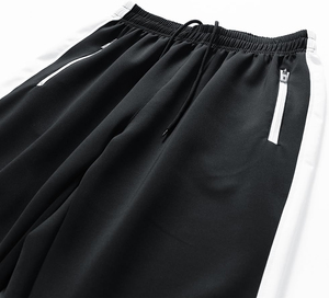 Veste et pantalon à fermeture éclair complète ensemble de survêtements noir et blanc costume d'entraînement coupe ajustée pour hommes veste et pantalon à fermeture éclair complète - Product Image 6