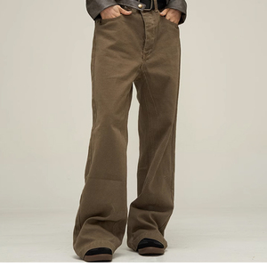 กางเกงยีนส์ทรงตรงสำหรับผู้ชายแฟชั่นใหม่ ขายส่ง รับทำโลโก้ สีอ่อน ระบายอากาศได้ดี - Product Image 4