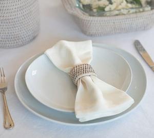 Ensemble de serviettes en coton naturel blanc pour les repas de tous les jours Serviettes en tissu élégantes pour les fêtes de mariage et la maison - Product Image 1