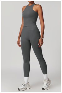 Ensemble de yoga 3 pièces pour femmes, design personnalisé, taille haute, yoga, fitness, sport, séchage rapide, soutien-gorge de sport, leggings de sport - Product Image 4