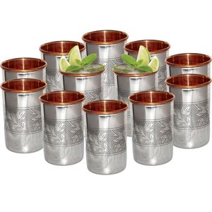 Bulk Orders of Antique <b>Copper</b> Wine <b>Glass</b> with Elegant Designs and Silver Inner <b>Copper</b> <b>Glass</b> for Drinking - Product Image 1