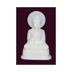 Diseño único hecho a mano, estatua decorativa de Buda para interiores y exteriores, de mármol blanco, hermosa figura de Buda en posición sentada. - Product Image 1