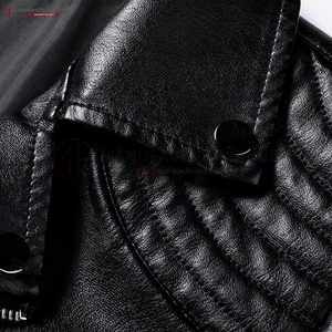 Chaqueta de cuero de invierno negra para hombre Chaqueta de cuero elegante de todos los tamaños con logotipo personalizado y etiqueta privada para hombre con cremallera - Product Image 2