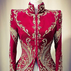 DESIGNER BEAUTIFUL JACKET ON VELVET FABRIC WITH EMBELLISH OF BEAUTIFUL CRYSTAL BEADS,PEARLS,GLASS STONE WORK FOR PARTY-WEAR@2022 - Product Image 1