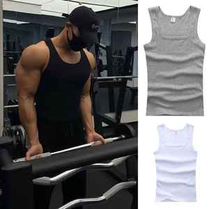 High Quality Breathable Plus Size Men's Summer Gym Fitness Tank Top Custom Plain Ribbed New Design Knitted Spandex/Cotton Casual - Product Image 5