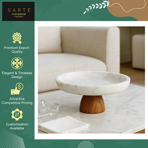 Tazón Decorativo de Mármol para Servir Frutas y Aperitivos, Base de Madera de Diseño Moderno y Calidad Premium, Hecho a Mano, para Hogar, Hotel y Restaurante - Product Image 2