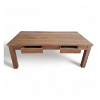 Ensemble de table à manger en teck massif moderne avec bancs et chaises pour restaurant, salon, café