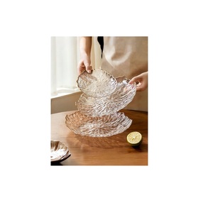 Tema único Patrón de forro de vidrio Cuenco de vidrio para servir en relieve Combinación de vidrio decorativo Diseñador Frutero - Product Image 2