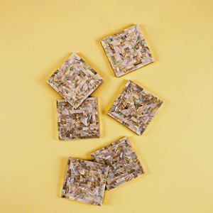 SQUARED MOP POASTER 3 Venta caliente de madera personalizada madre de perla conjunto de posavasos con color natural - Product Image 4