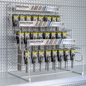 Espositore da Parete/da Tavolo per Moduli Brocas SDS Plus 8 Filetti, 74 Pezzi Completo - Product Image 1
