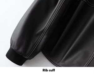 Chaqueta Corta de Cuero Estilo Urbano para Mujer, Nueva, con Mangas de Cuero, Chaqueta Corta de Cuero para Mujer - Product Image 6