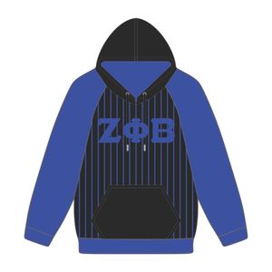 Zeta Phi Beta Noir Corps Bleu Raglan Pinstripes Pull À Capuche Grec Sorority Apparel Personnalisé Divine Nine HBCU Vêtements - Product Image 2