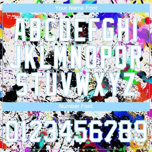 Custom Splashes Graffiti Patrón Blanco-Azul claro 3D Auténtico Jersey de béisbol - Product Image 5